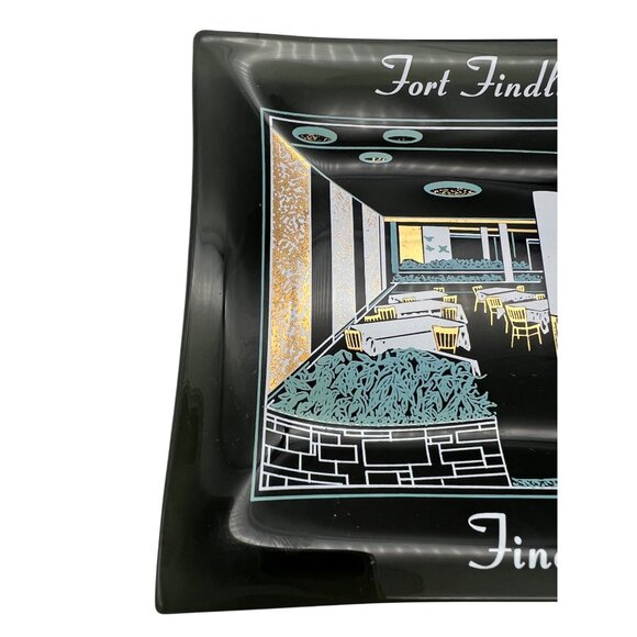 Fort Findlay Hotel Commemorative Smoked Glass Tray 6.5" x 5" Findlay Ohio - Picture 4 of 5